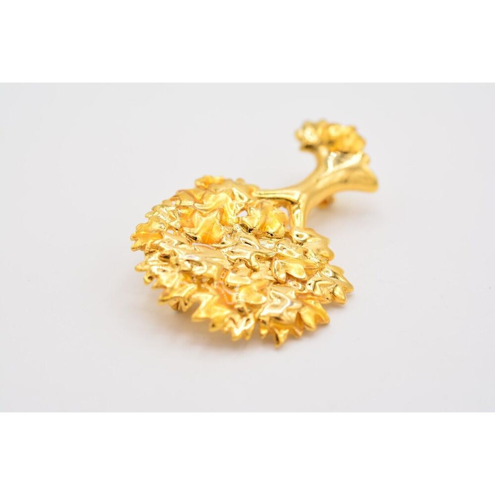 Danecraft Vintage Autumn Tree Pin Brooch Brushed Gold Fall Leaves Signed BinA10 - Picture 7 of 12